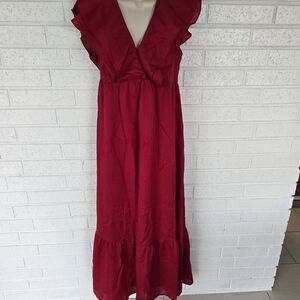 1191 a new day Red Ruffled Maxi Dress
